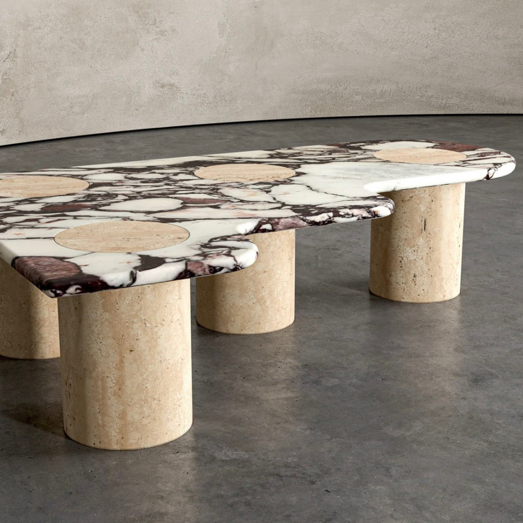 Cylinder marble top coffee table