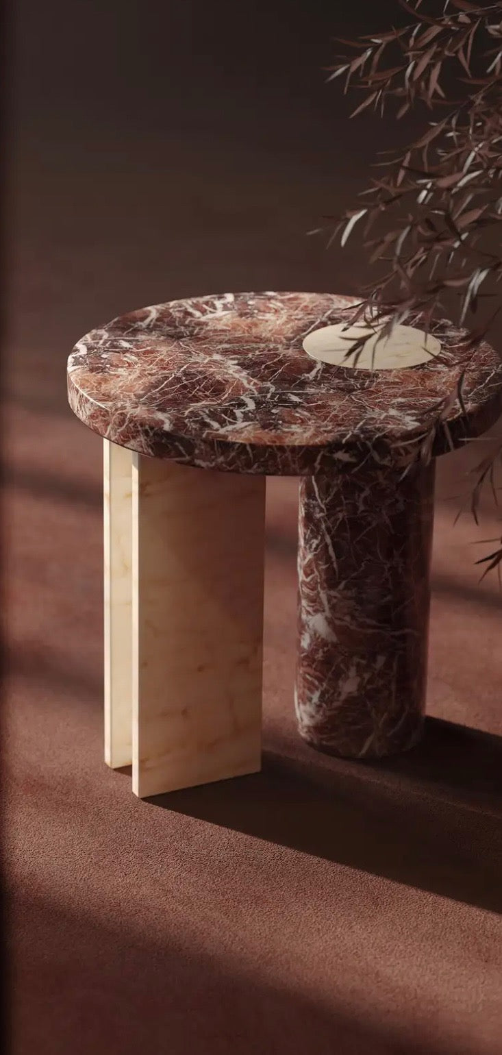 Creamy marble side table