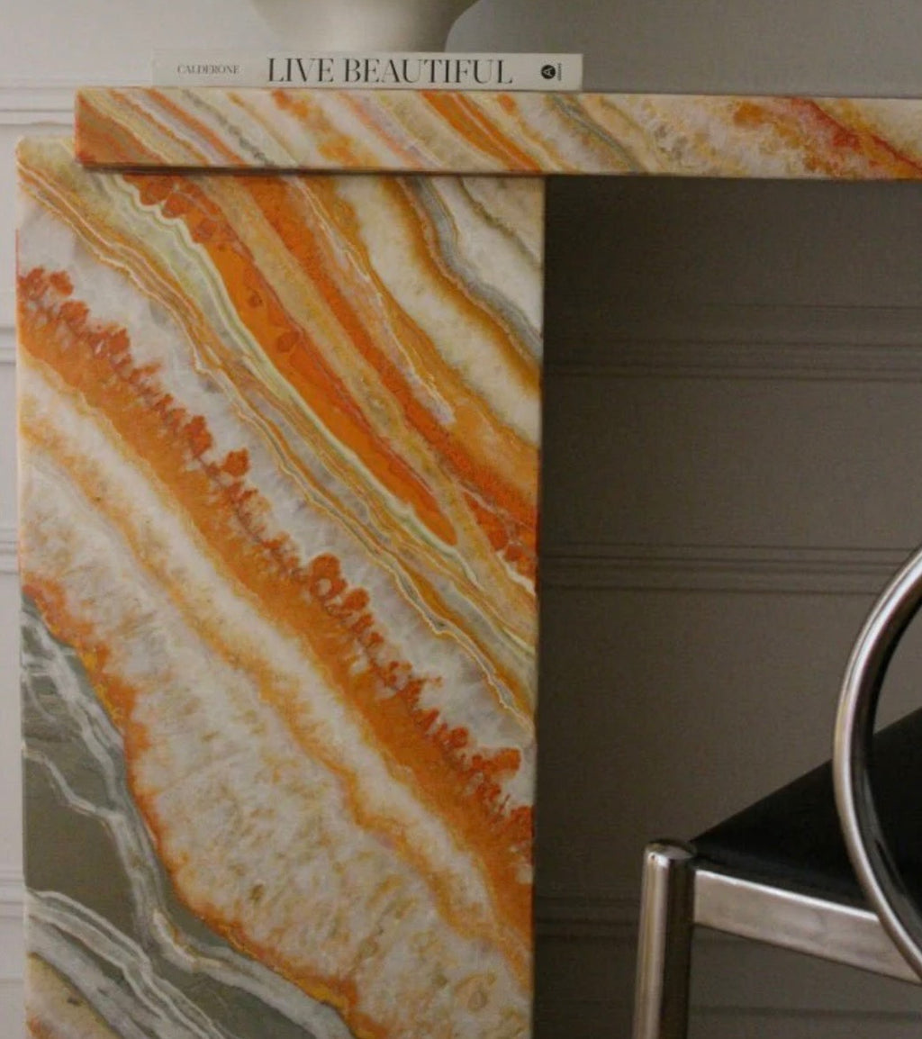 Rainbow onyx console table