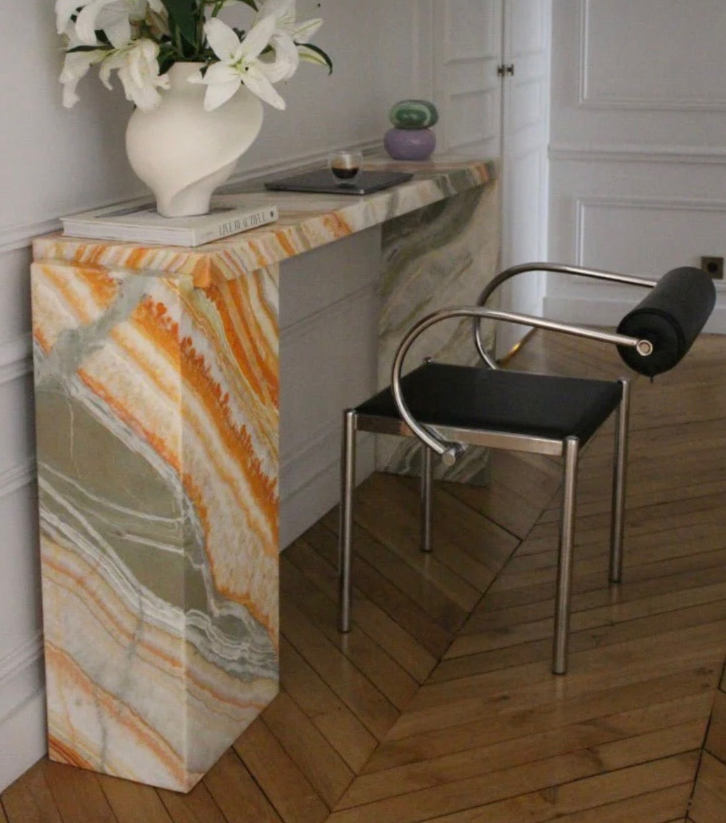 Rainbow onyx console table
