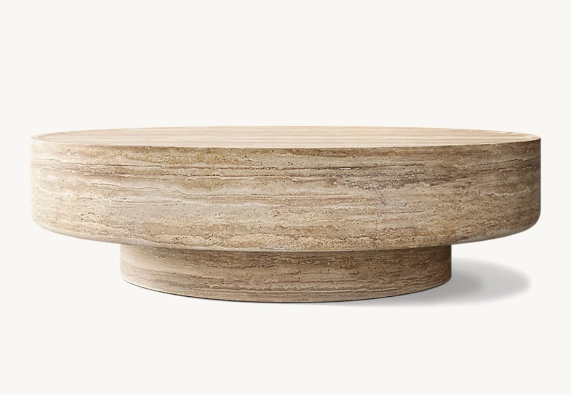 Travertine rounded coffee table