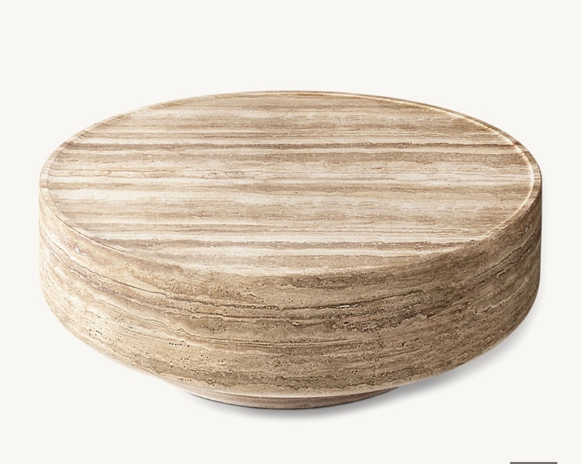 Travertine rounded coffee table