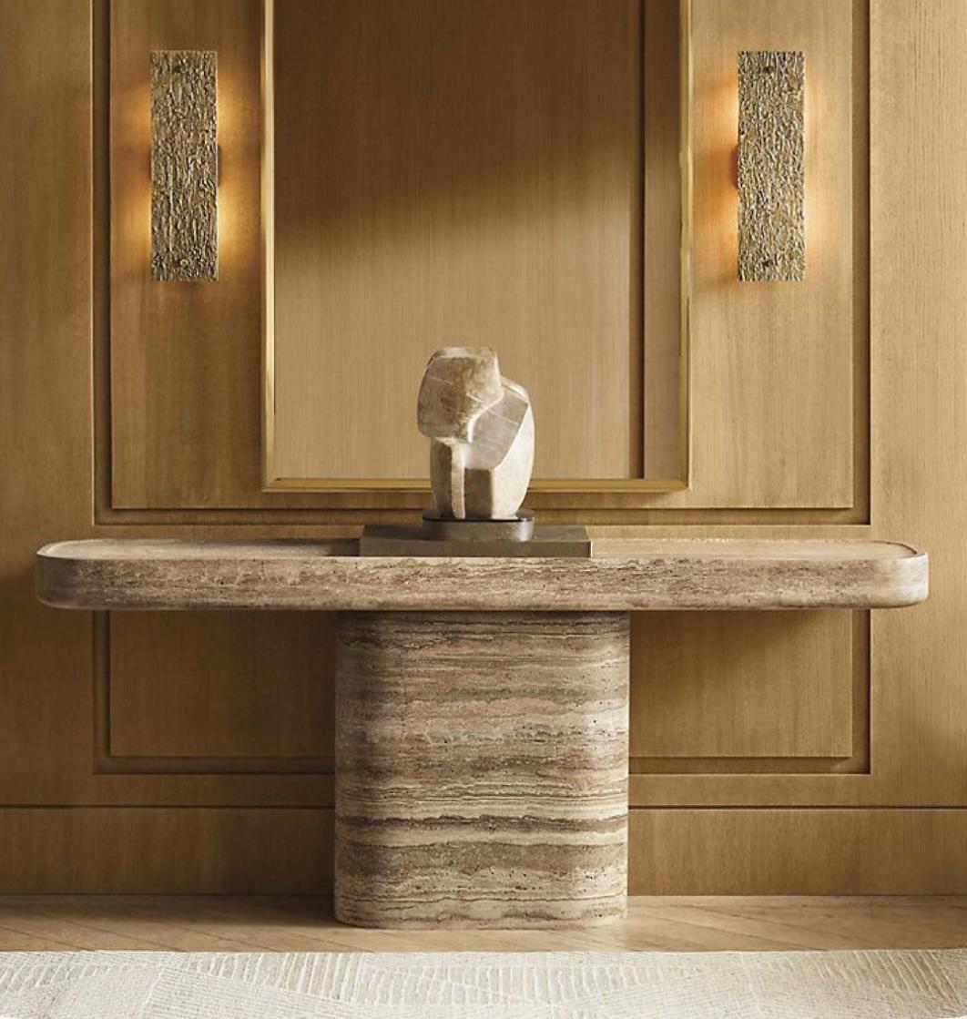 Silver Travertine Console Table