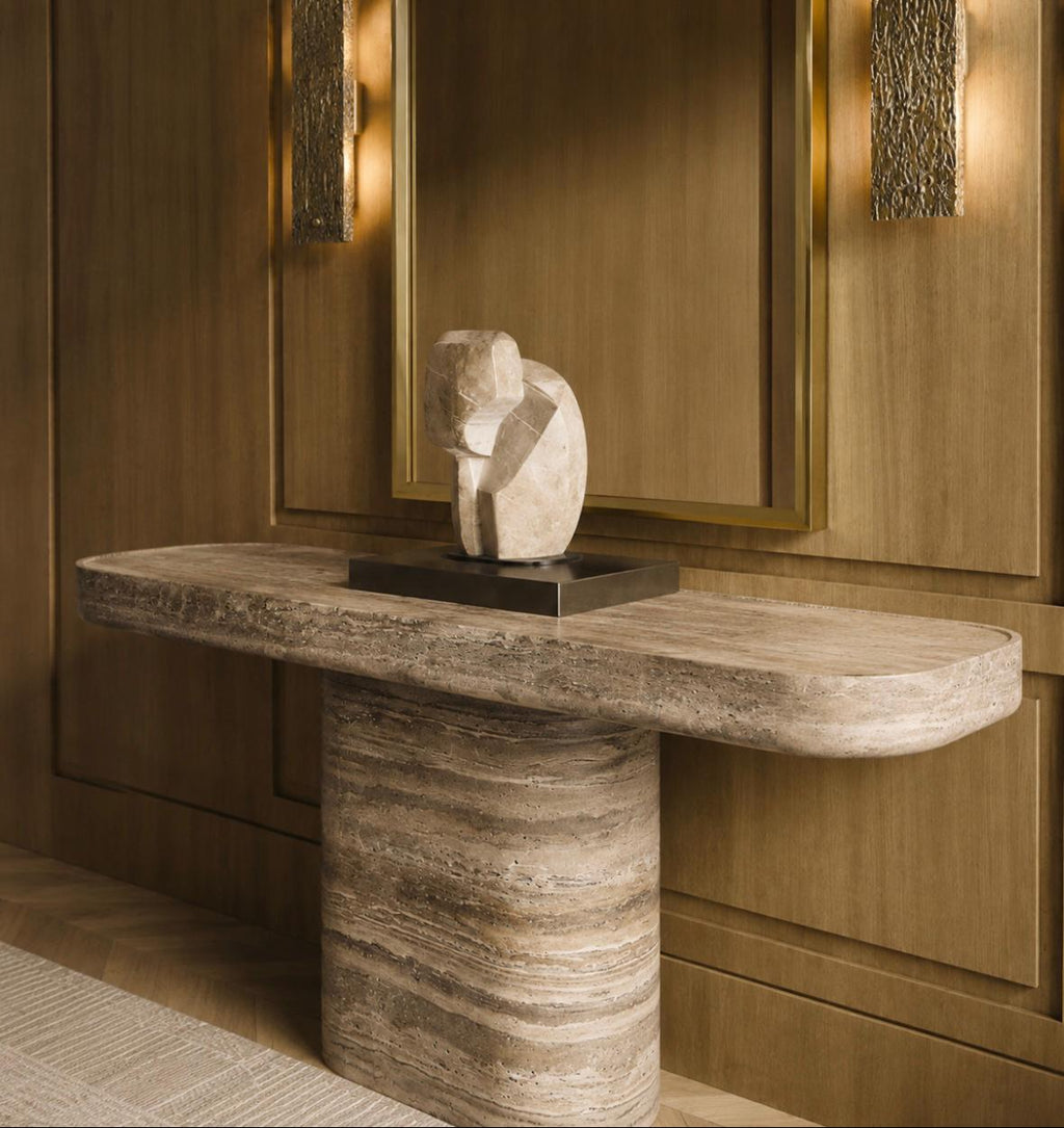 Silver Travertine Console Table
