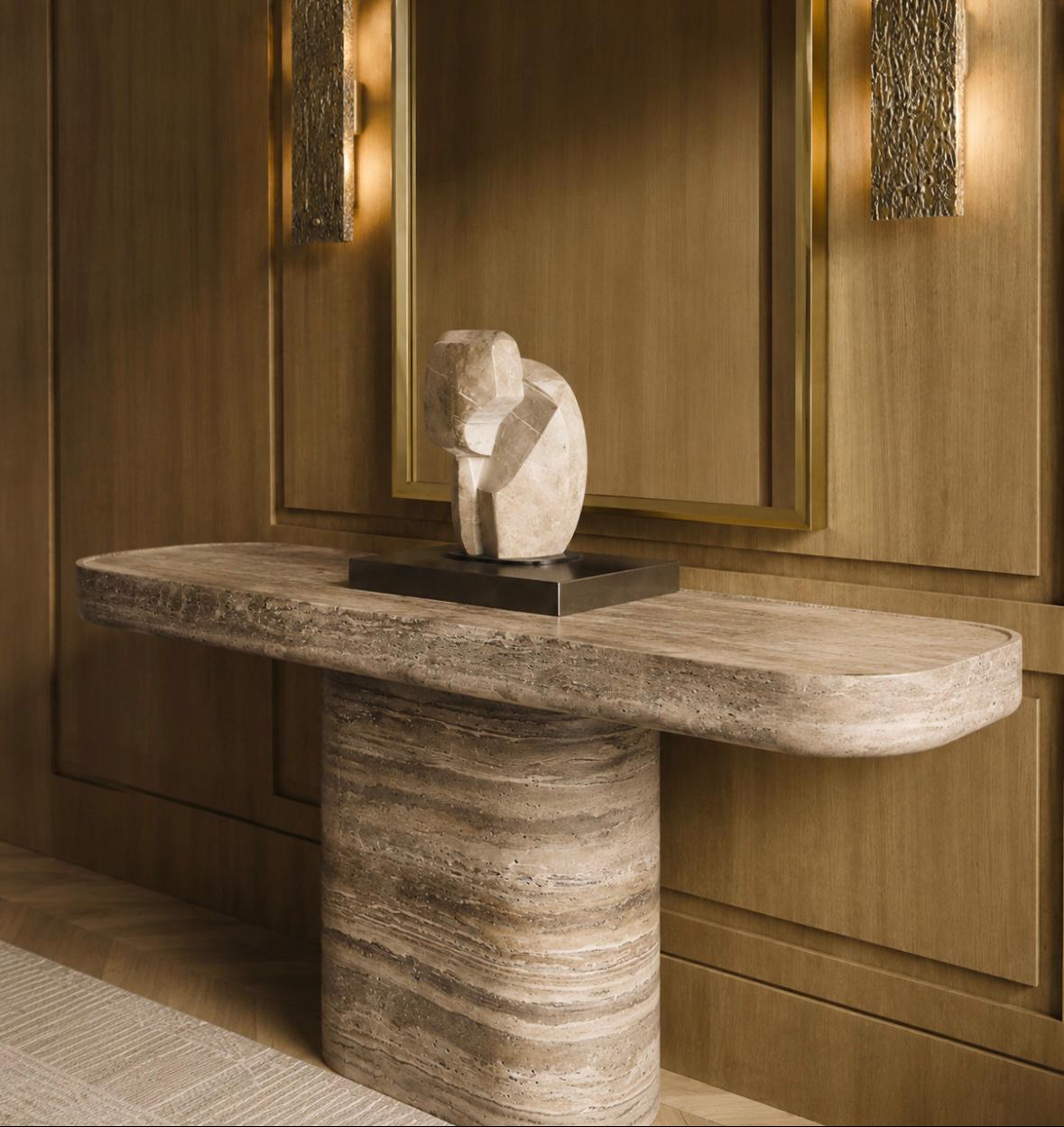 Silver Travertine Console Table