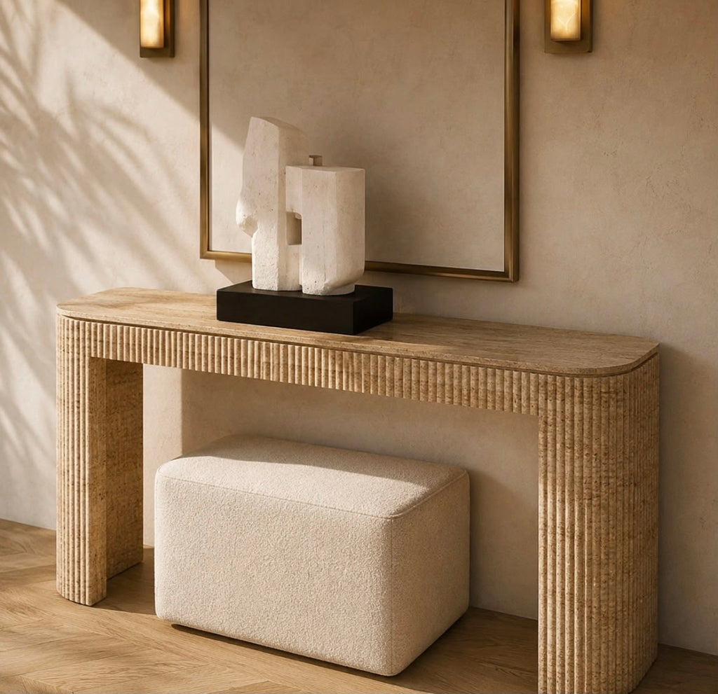 Travertine Ripple Console Table
