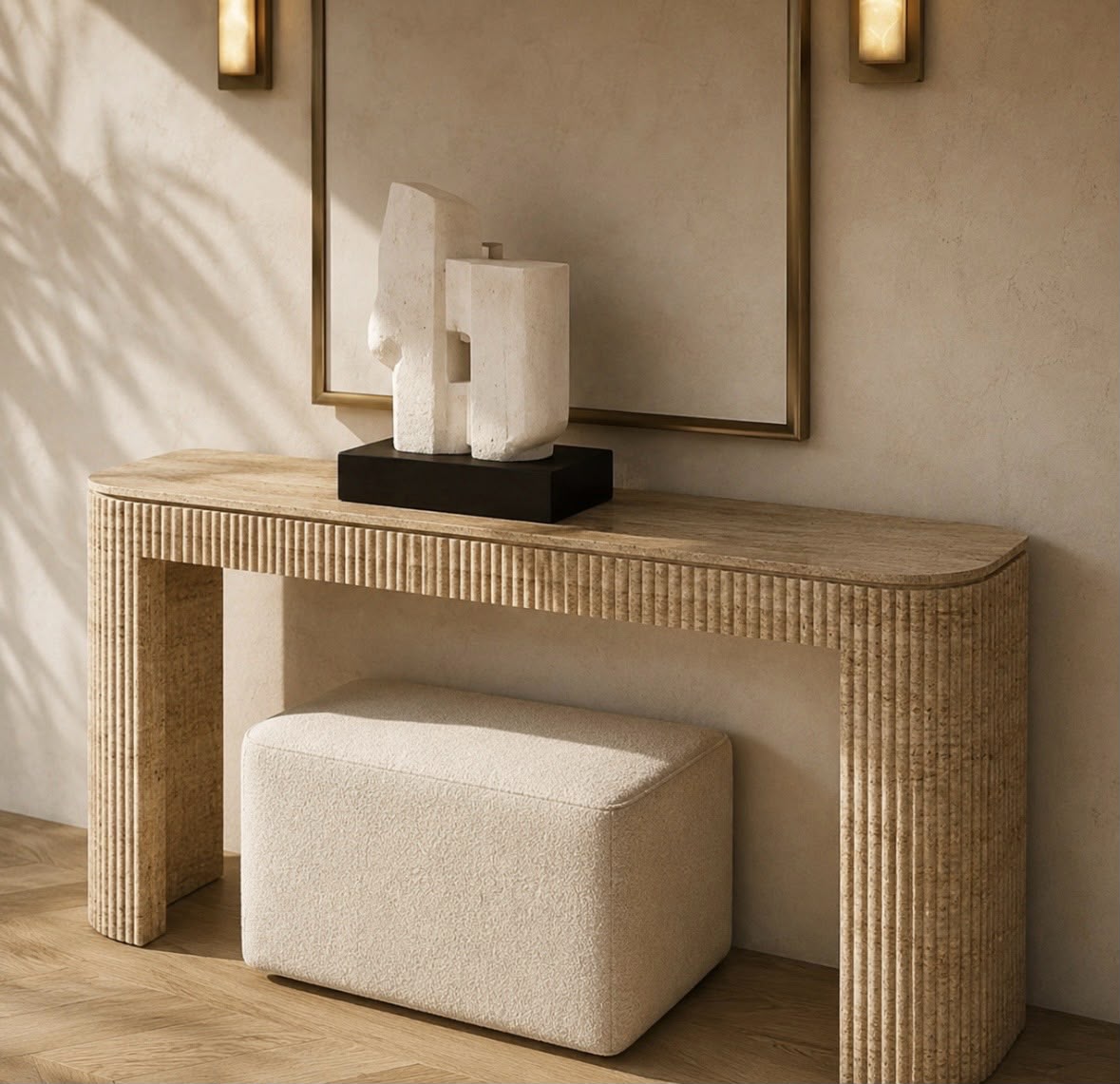 Travertine Ripple Console Table