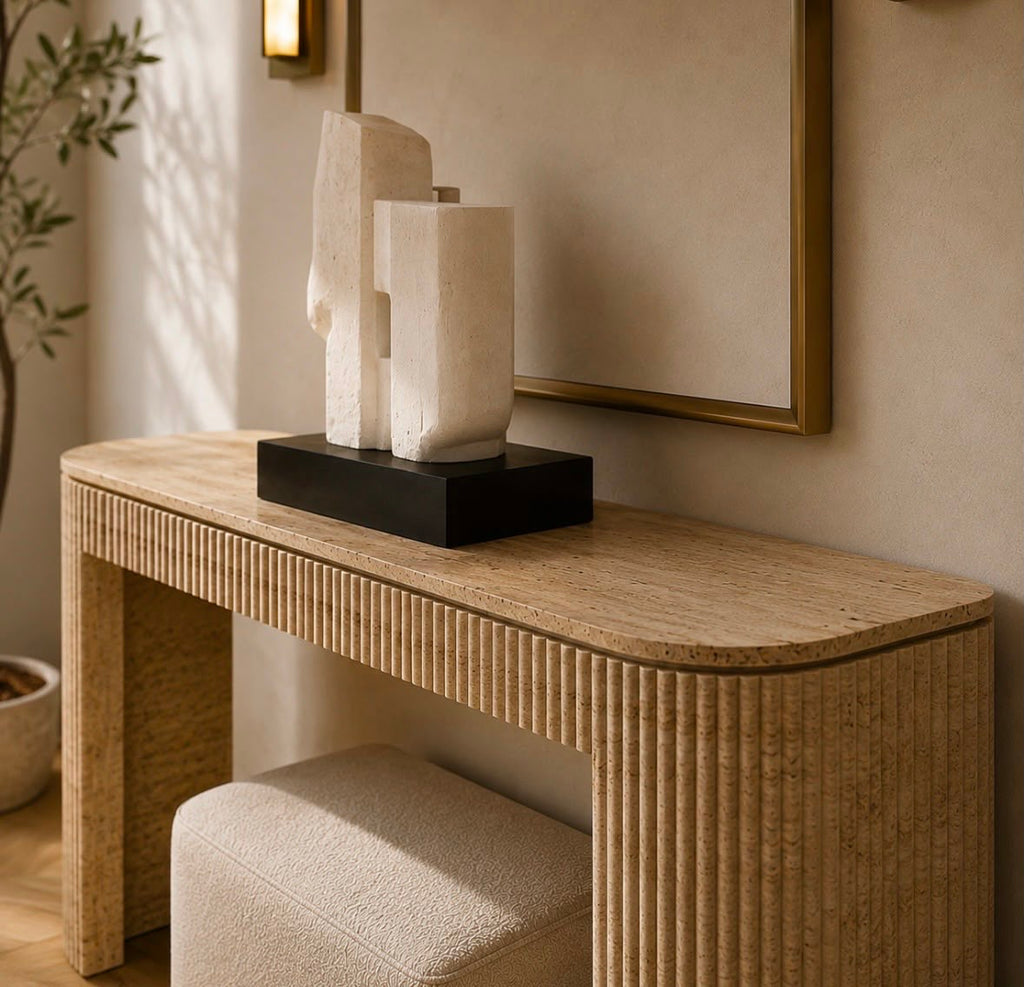 Travertine Ripple Console Table