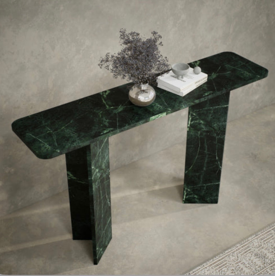 Emerald green Verde marble console table