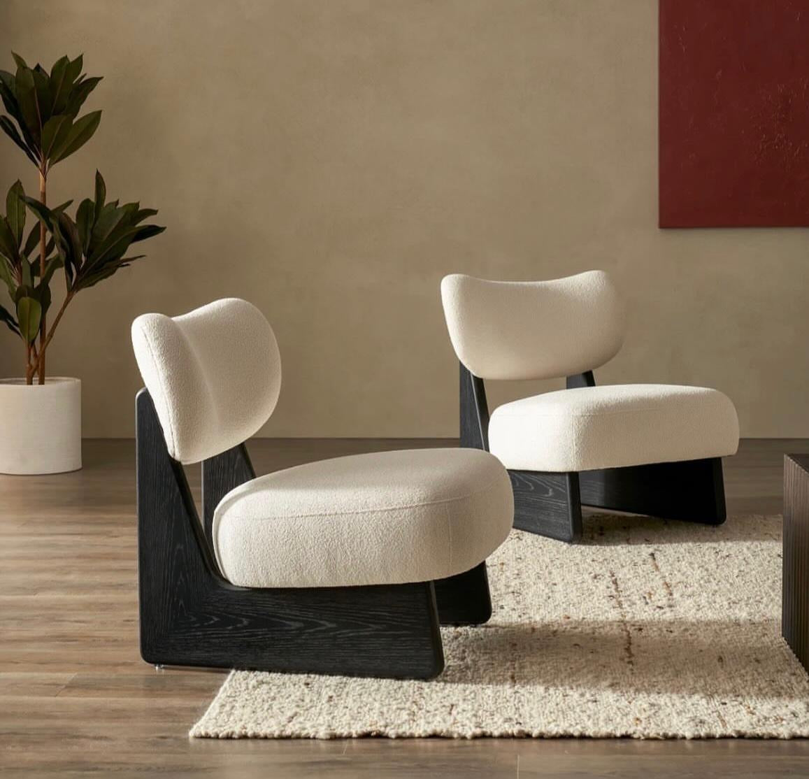 Curved Boucle Occasional Chair