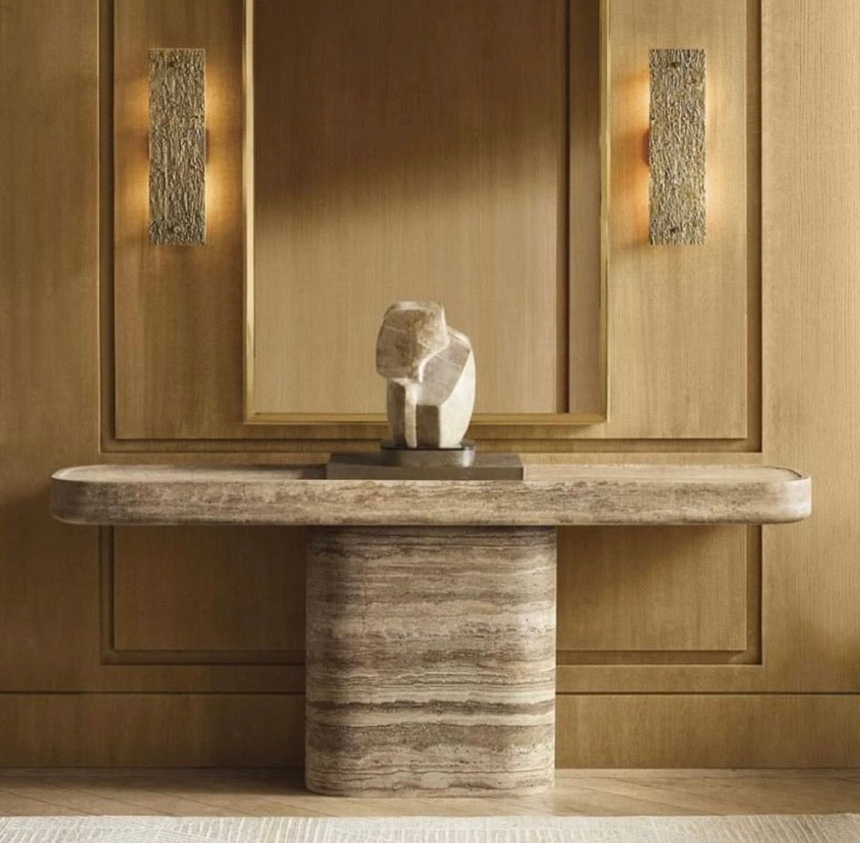 Silver Travertine Console Table