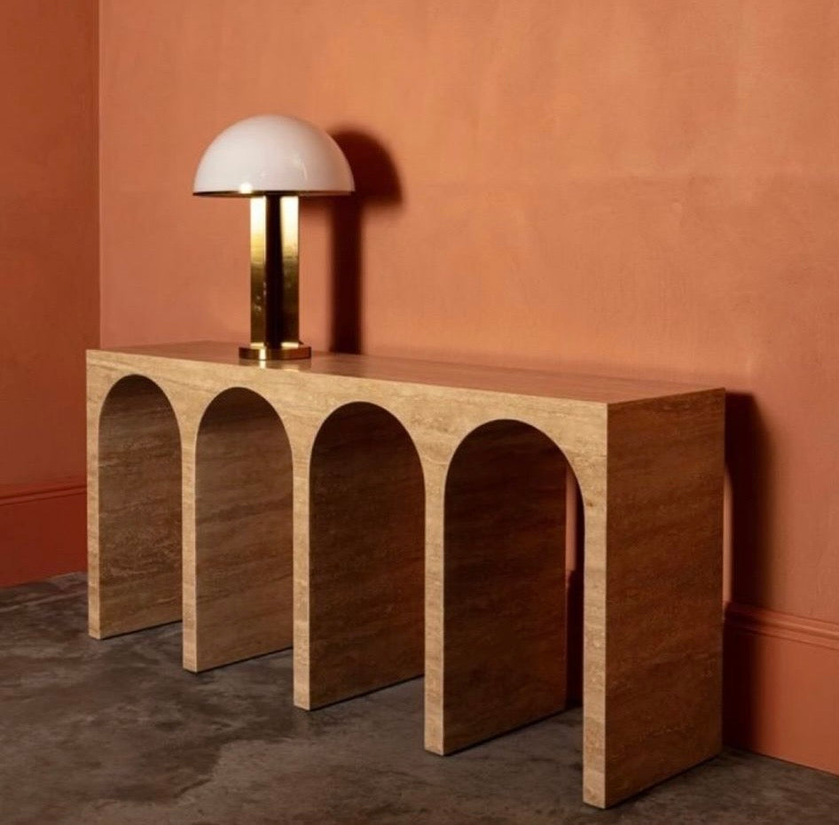 Travertine Arch Console Table